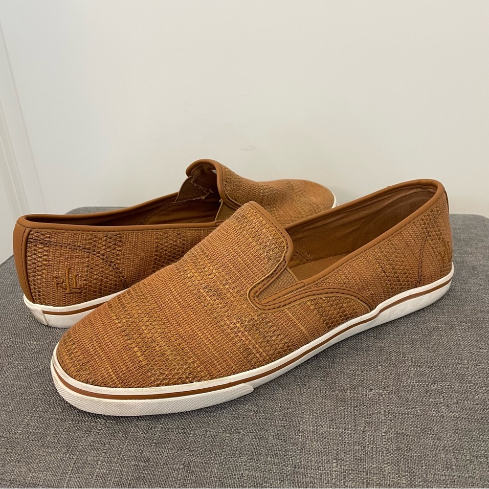 RALPH LAUREN Janis Woven Slip On Loafer Flat Sneakers - Tan Size 10 - Picture 13 of 13
